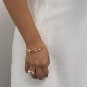 New?14k Gold Plated Butterfly Charm Cuff Bracelet